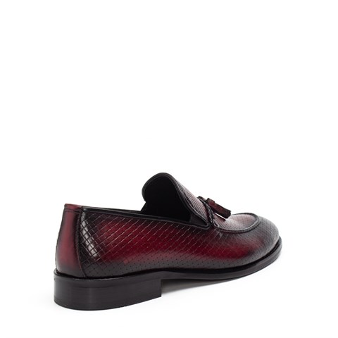 Erkek Bordo Püsküllü Deri Loafer