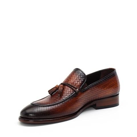 Erkek Taba Püsküllü Deri Loafer