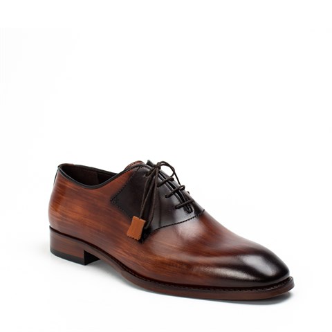 Erkek Taba Bağcıklı Deri Klasik Ayakkabı