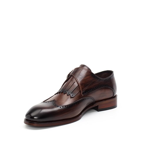 Erkek Kahverengi Tokalı Deri Klasik Ayakkabı