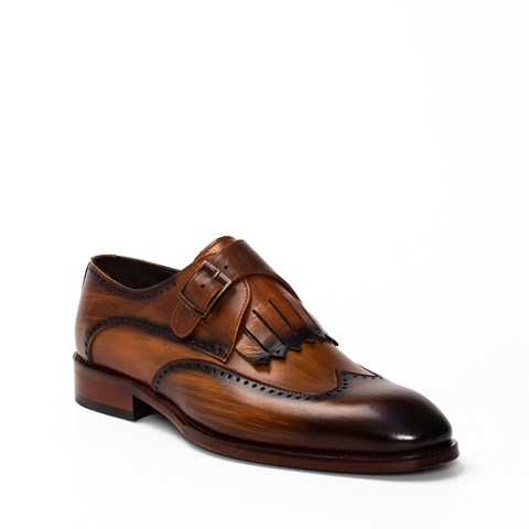 Erkek Taba Tokalı Deri Klasik Ayakkabı