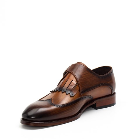 Erkek Taba Tokalı Deri Klasik Ayakkabı