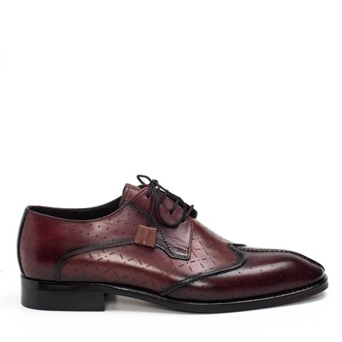 Erkek Bordo Bağcıklı Deri Klasik Ayakkabı