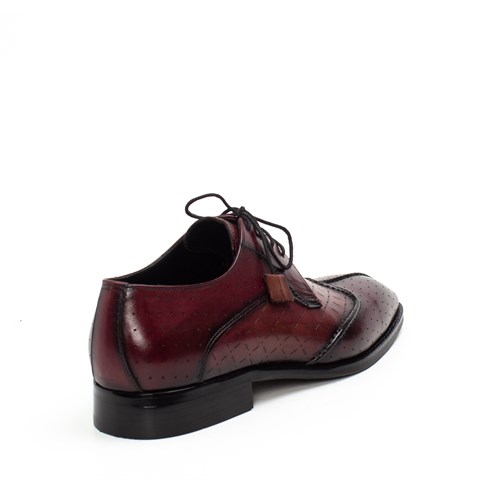 Erkek Bordo Bağcıklı Deri Klasik Ayakkabı