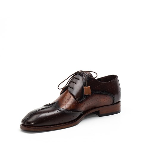 Erkek Taba Kahverengi Bağcıklı Deri Klasik Ayakkabı