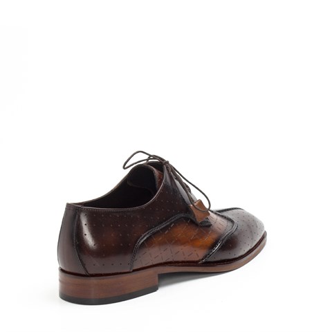 Erkek Taba Kahverengi Bağcıklı Deri Klasik Ayakkabı