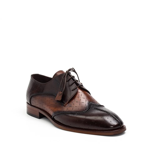 Erkek Taba Kahverengi Bağcıklı Deri Klasik Ayakkabı