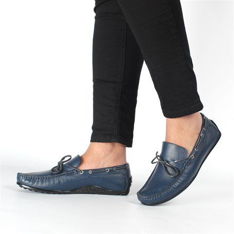 Erkek Lacivert Deri Loafer