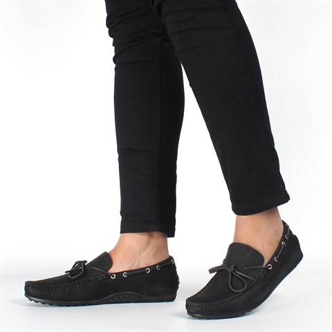 Erkek Siyah Nubuk Deri Loafer