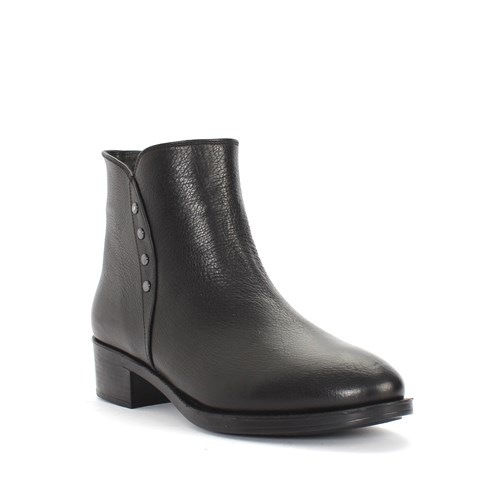 Kadın Siyah Fermuarlı Kısa Deri Bot