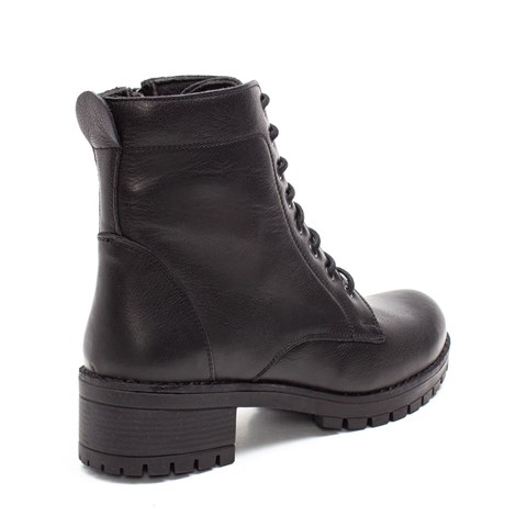 Kadın Taba Fermuarlı Kalın Topuklu Deri Bot