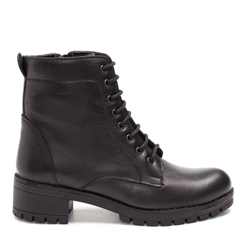 Kadın Taba Fermuarlı Kalın Topuklu Deri Bot