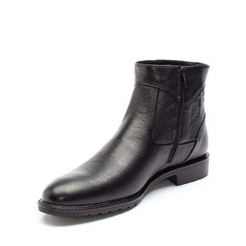 Erkek Siyah Fermuarlı Klasik Deri Bot
