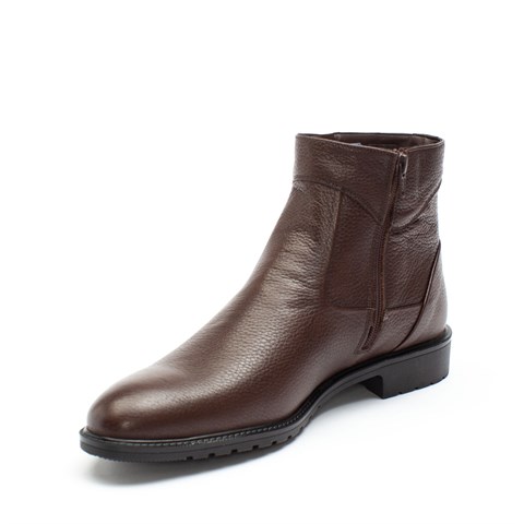 Erkek Kahverengi Fermuarlı Klasik Deri Bot