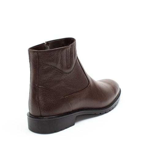 Erkek Kahverengi Fermuarlı Klasik Deri Bot