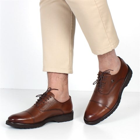 Erkek Taba Bağcıklı Deri Klasik Ayakkabı