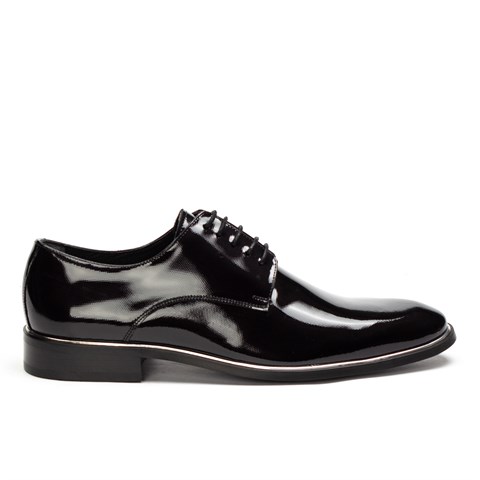 Erkek Siyah Bağcıklı Rugan Deri Klasik Ayakkabı