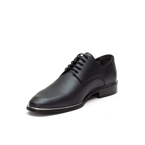 Erkek Siyah Bağcıklı Deri Klasik Ayakkabı