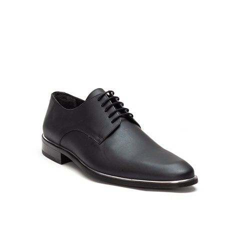 Erkek Siyah Bağcıklı Deri Klasik Ayakkabı