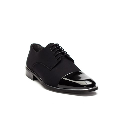 Erkek Siyah Bağcıklı Saten Klasik Ayakkabı