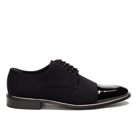 Erkek Siyah Bağcıklı Saten Klasik Ayakkabı