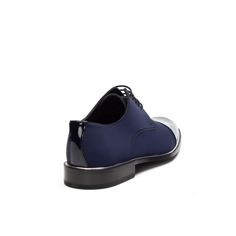 Erkek Lacivert Bağcıklı Saten Klasik Ayakkabı