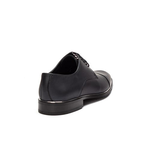 Erkek Mat Siyah Bağcıklı Deri Klasik Ayakkabı