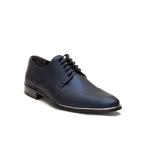 Erkek Mat Lacivert Bağcıklı Deri Klasik Ayakkabı