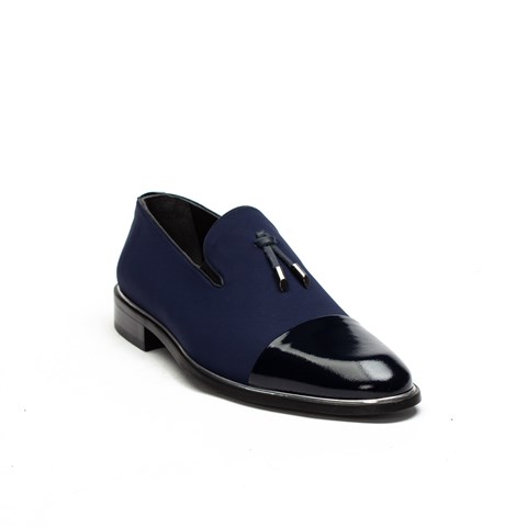 Erkek Lacivert Saten Klasik Ayakkabı