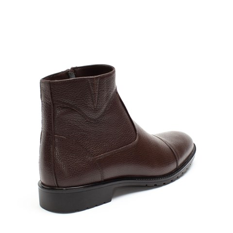 Erkek Kahverengi Fermuarlı Klasik Deri Bot