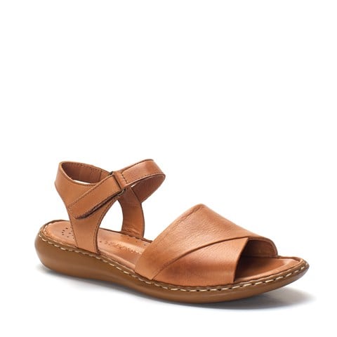 Kadın Taba Bilekten Cırt Cırtlı Deri Sandalet