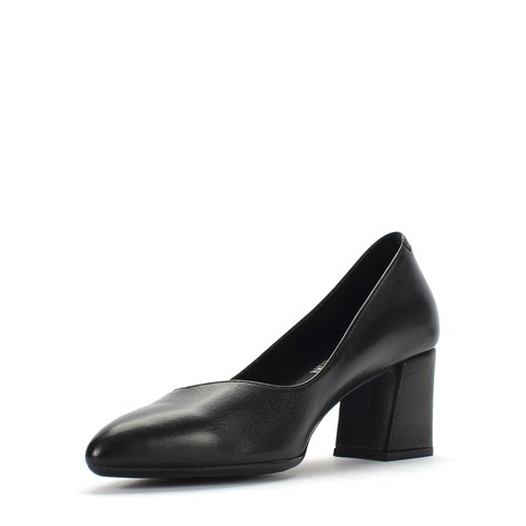 Kadın Siyah Kalın Topuklu Deri Klasik Ayakkabı