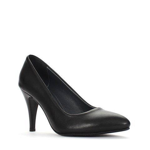 Kadın Siyah İnce Topuklu Deri Stiletto