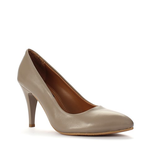 Kadın Bej İnce Topuklu Deri Stiletto