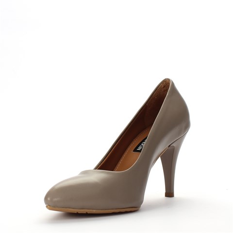 Kadın Bej İnce Topuklu Deri Stiletto