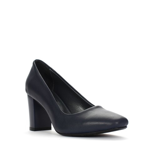 Kadın Lacivert Topuklu Deri Klasik Ayakkabı