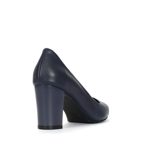 Kadın Lacivert Topuklu Deri Klasik Ayakkabı