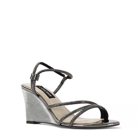 Kadın Platin Taşlı Dolgu Topuklu Abiye Ayakkabı