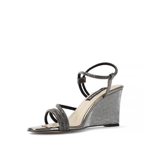 Kadın Platin Taşlı Dolgu Topuklu Abiye Ayakkabı