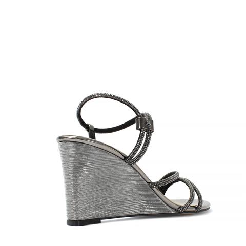 Kadın Platin Taşlı Dolgu Topuklu Abiye Ayakkabı