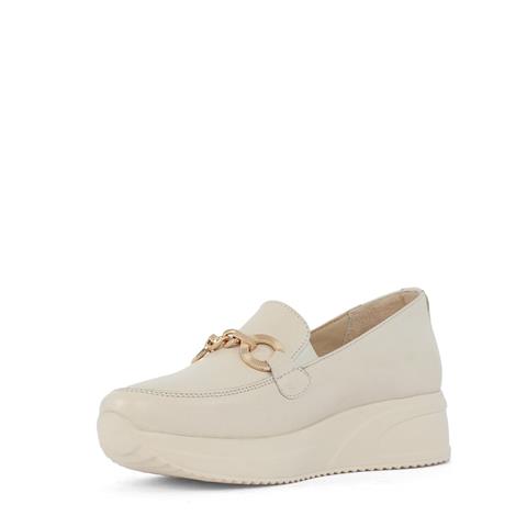 Kadın Bej Tokalı Dolgu Topuklu Deri Loafer