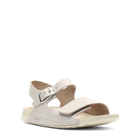 Kadın Bej Önü Cırt Cırtlı Deri Sandalet