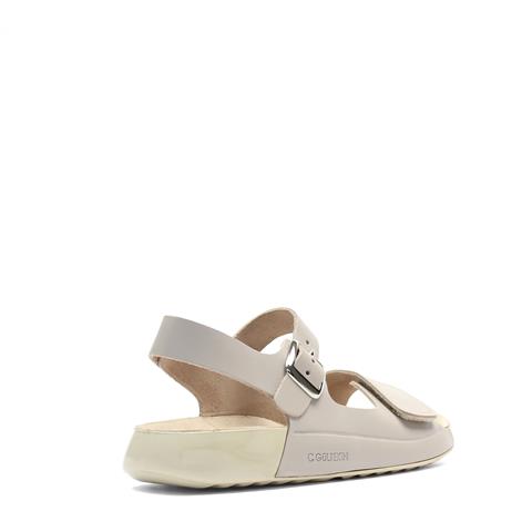 Kadın Bej Önü Cırt Cırtlı Deri Sandalet