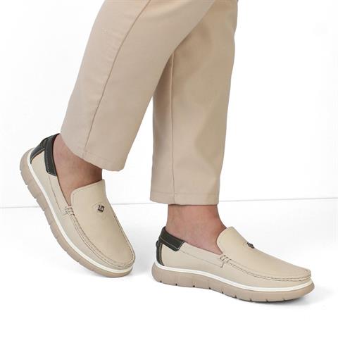 Erkek Bej Deri Loafer