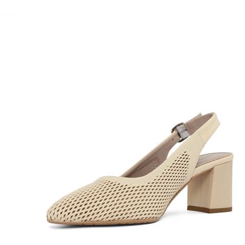 Kadın Bej Bilekten Bantlı Deri Klasik Ayakkabı