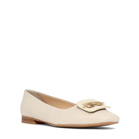 Kadın Bej Tokalı Deri Babet