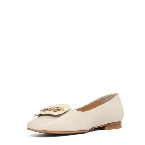 Kadın Bej Tokalı Deri Babet