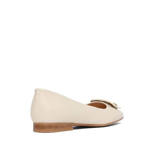 Kadın Bej Tokalı Deri Babet