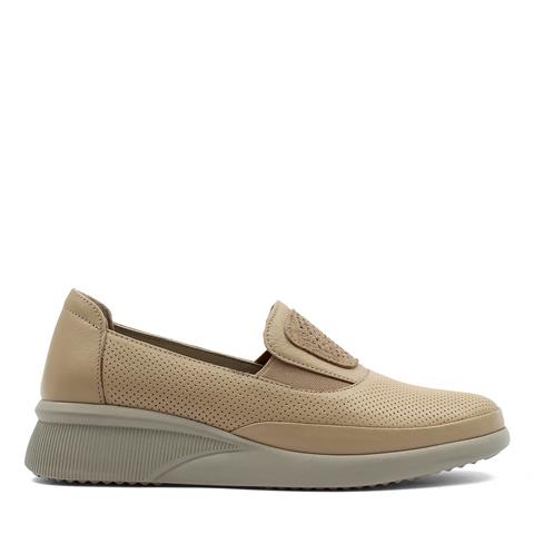 Kadın Bej Dolgu Topuklu Deri Ayakkabı