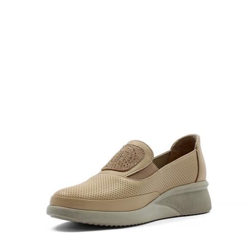 Kadın Bej Dolgu Topuklu Deri Ayakkabı